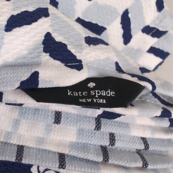 NEW Kate Spade Kitchen Towel Set 5 Pairs Printed Dish Towels Floral Plaid Blue - Picture 9 of 11